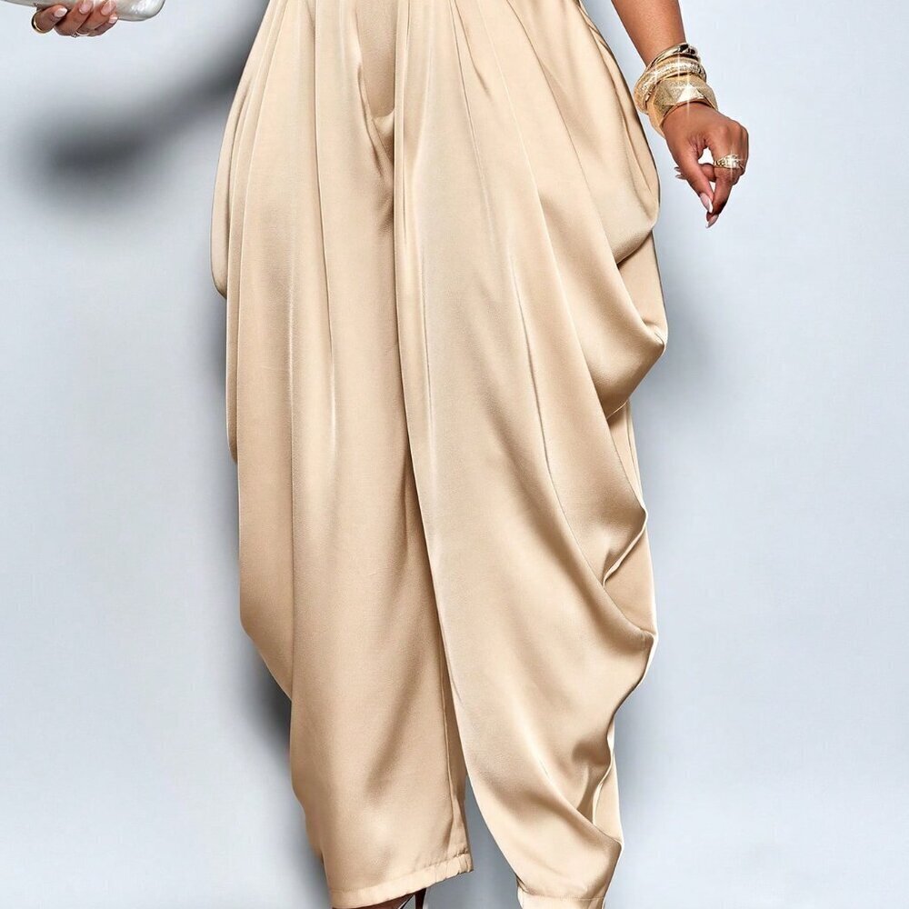 Apricot Elegant Women's Loose Pleated Pants - Picture 3 of 7